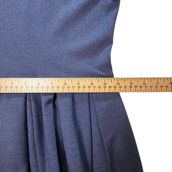 Hutch Anthropologie Navy Ponte Fit & Flare Dress Short Sleeve Pleated Skirt Sz 4 - Picture 6 of 11